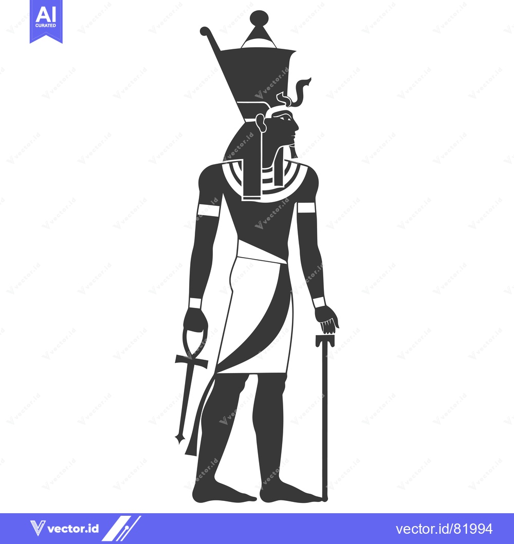 Premium Vector dari Silhouette of an Egyptian God Holding a Crook and Flail