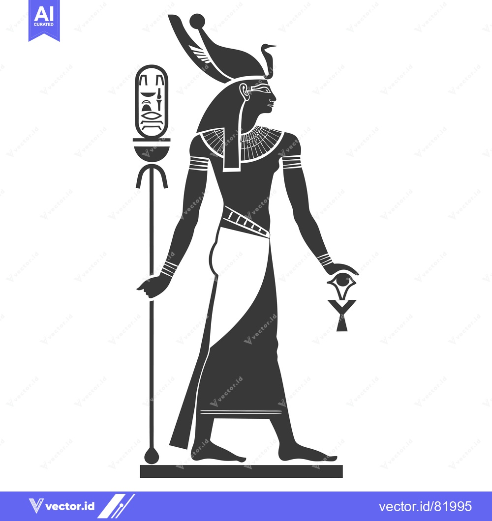 Premium Vector of Silhouette of an Egyptian God Holding a Staff and an Eye of Horus