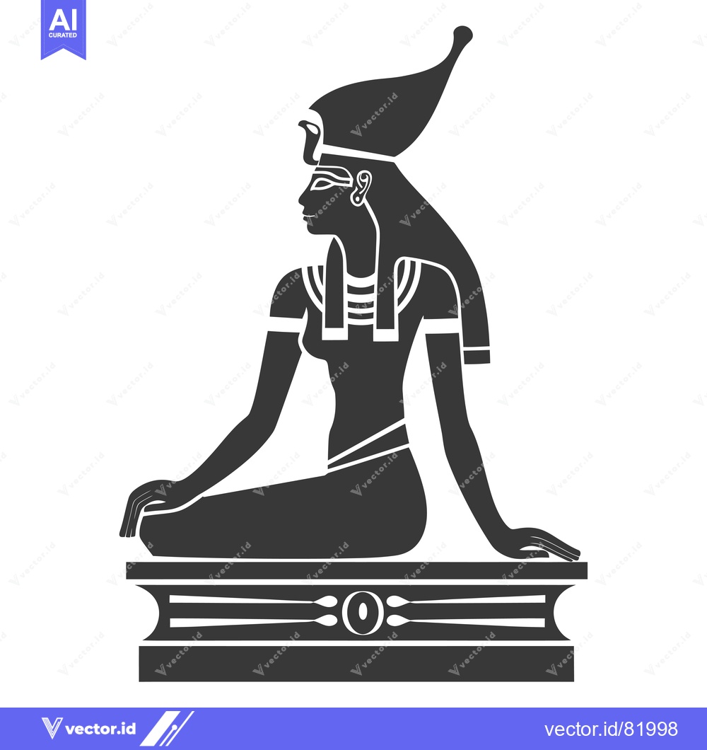 Premium Vector dari Black and White Silhouette of an Egyptian Goddess