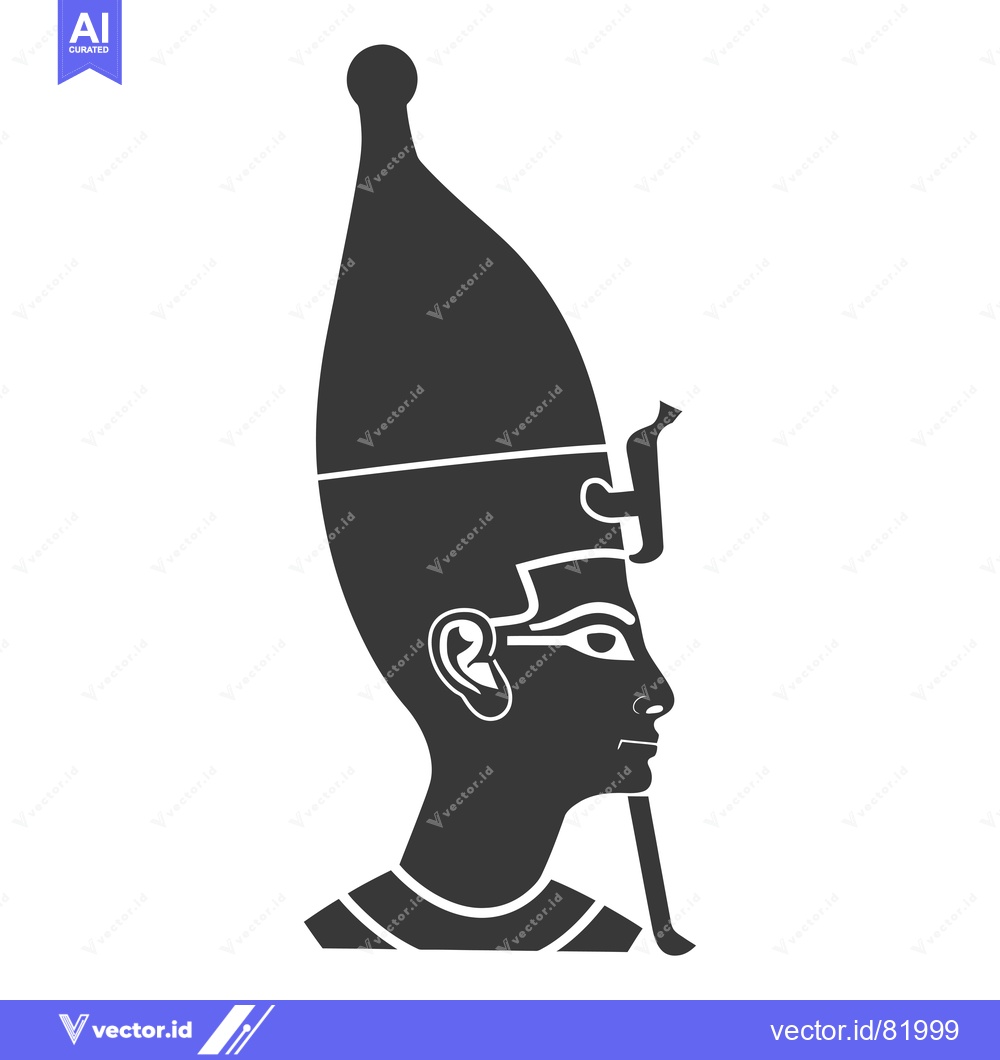 Premium Vector dari A Profile Silhouette of an Egyptian Pharaoh with a Tall, Pointed Crown