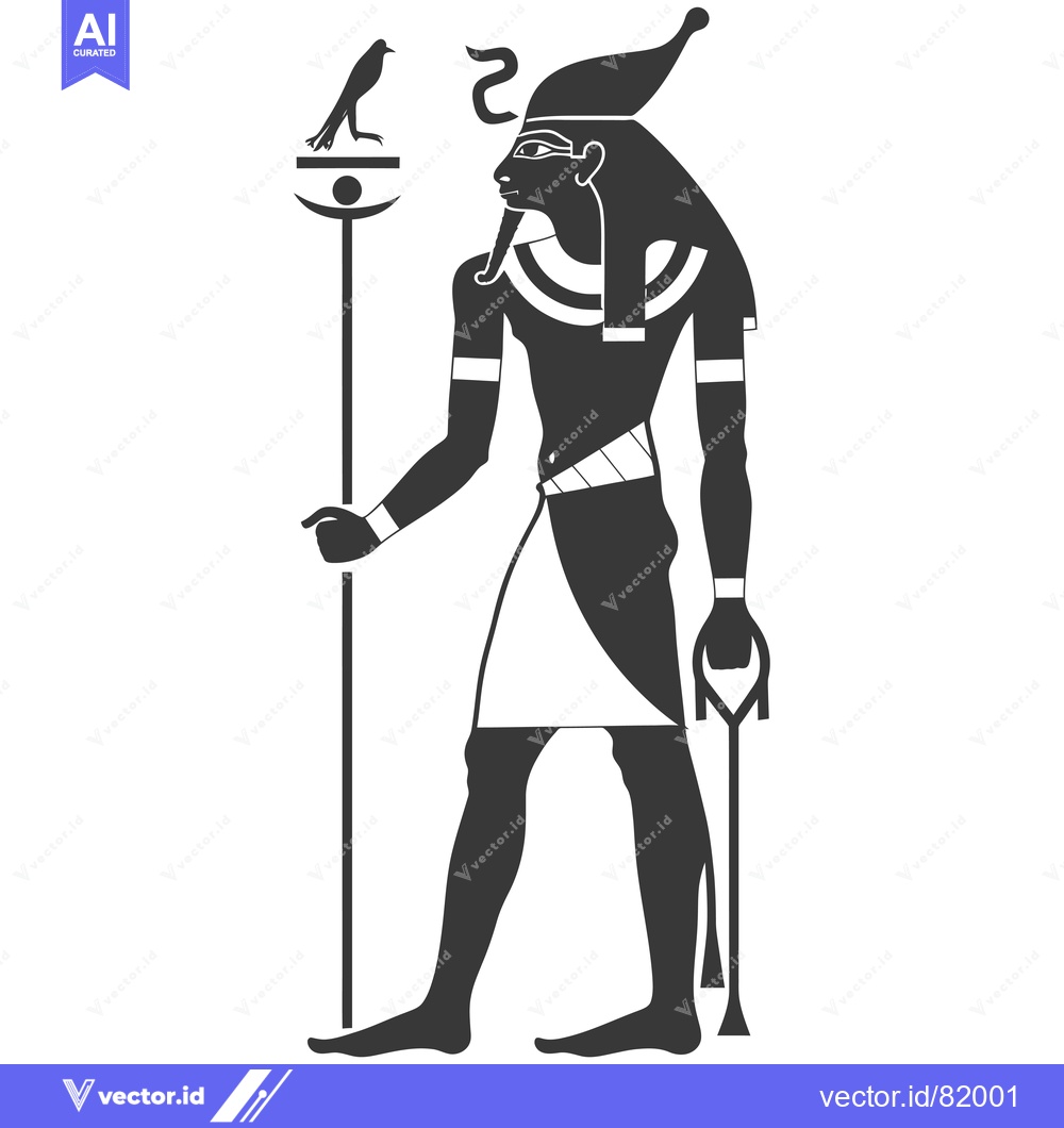 Premium Vector of Silhouette of an Egyptian God Holding a Staff and Ankh