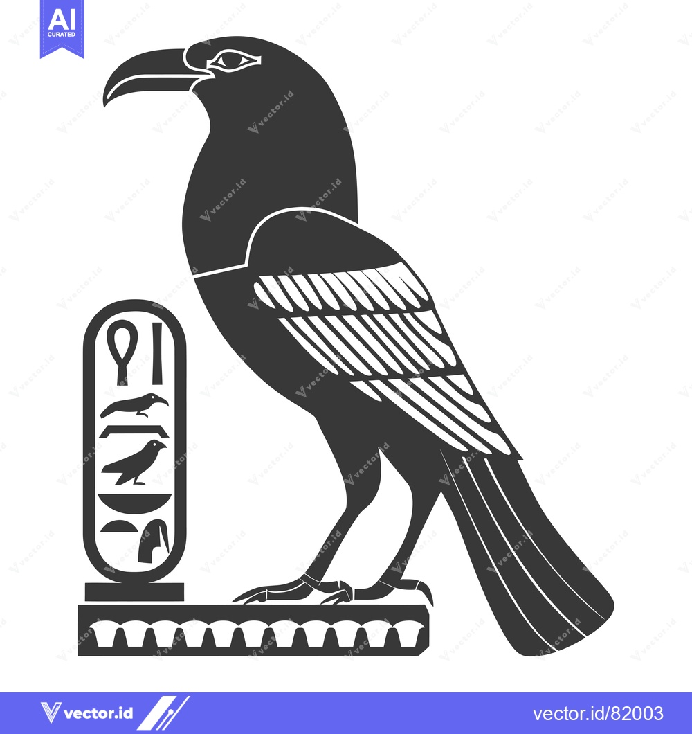 Premium Vector dari Egyptian Hieroglyph of a Black Bird with an Ankh Symbol