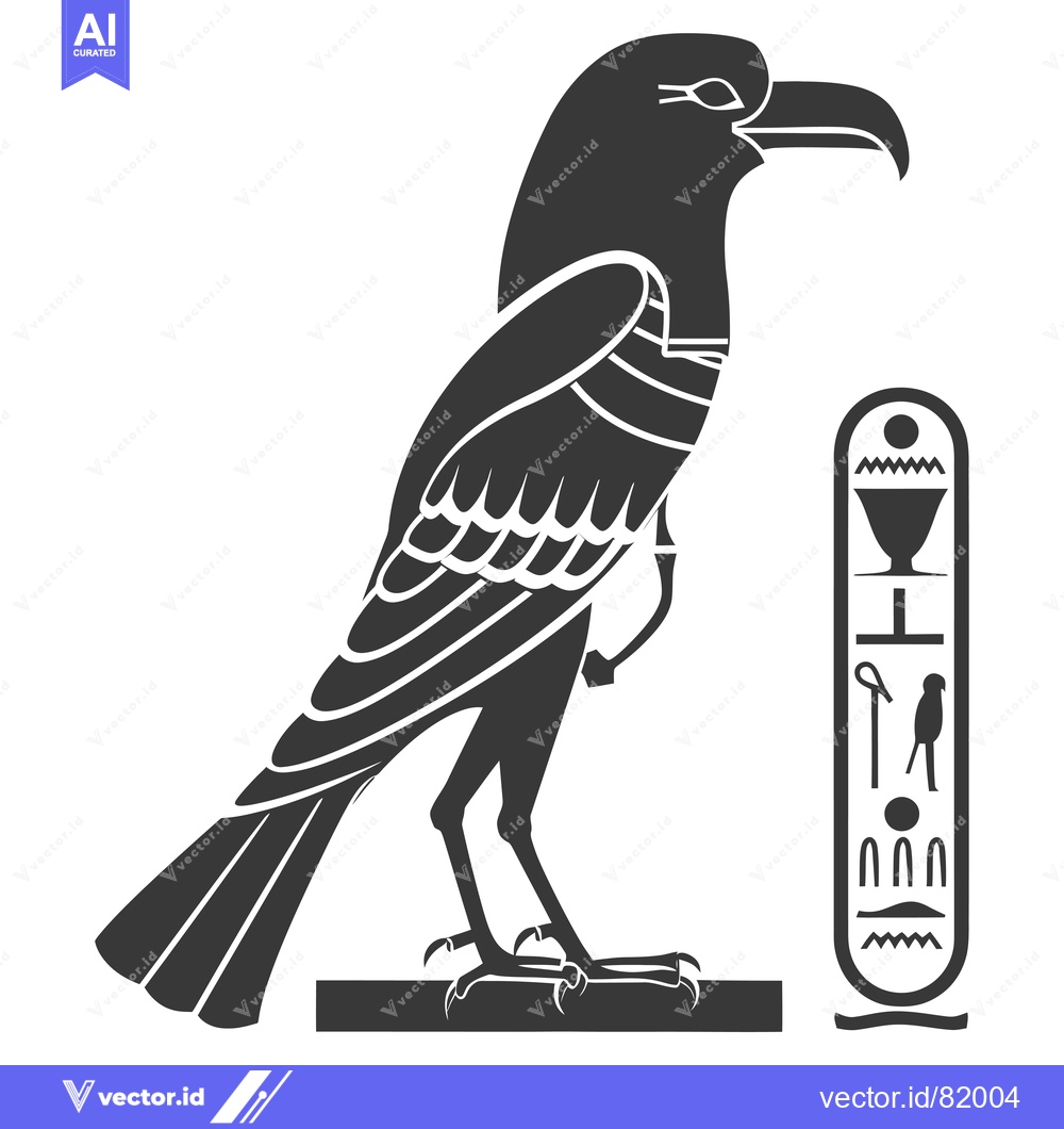 Premium Vector of Black and White Illustration of an Egyptian Hieroglyphic Bird with Car