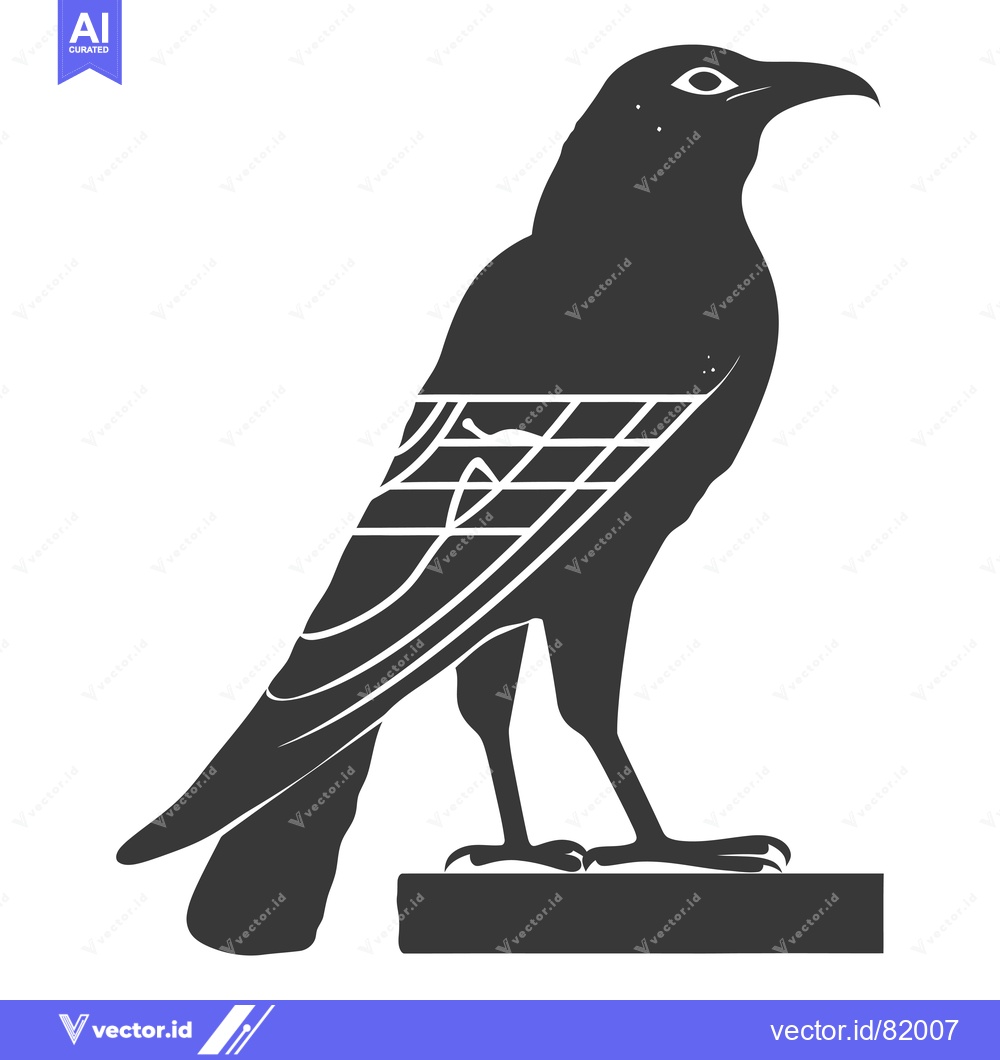 Premium Vector of Stylized Silhouette of a Black Raven Standing on a Platform