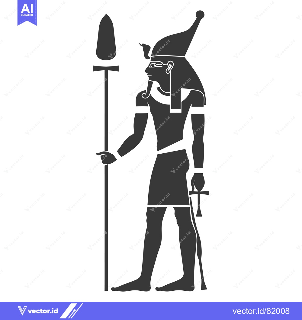 Premium Vector dari Silhouette of an Egyptian god holding a staff and an ankh