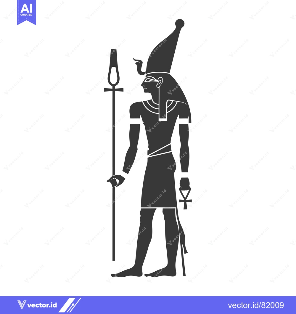 Premium Vector dari Silhouette of an Egyptian God Holding a Staff and Ankh