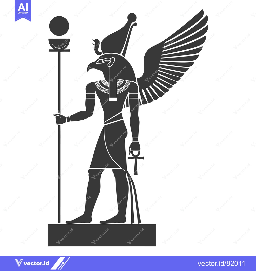 Premium Vector dari Black and White Illustration of the Egyptian God Horus