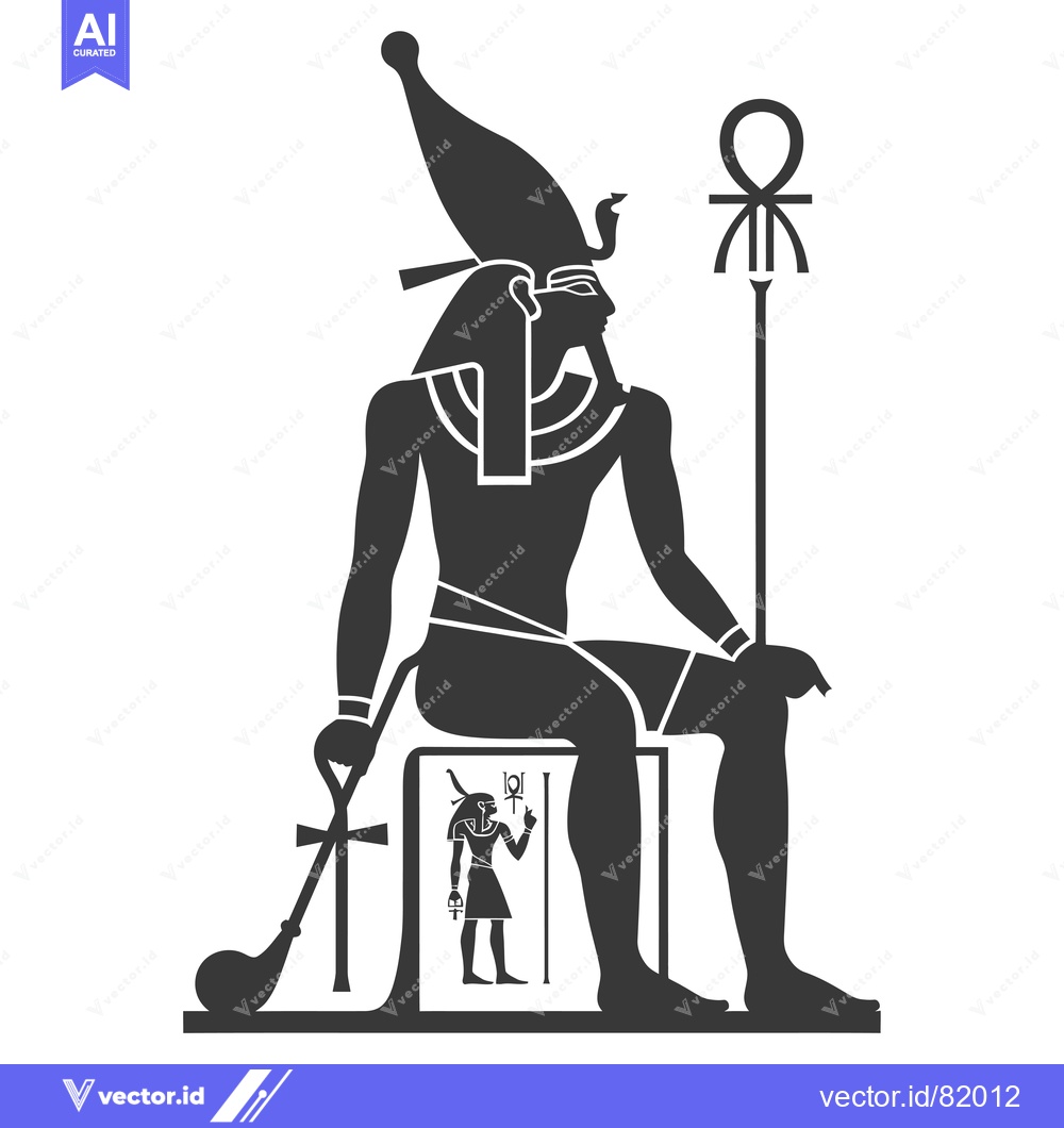Premium Vector of Egyptian God Sitting on Throne with Ankh and Was Scepter