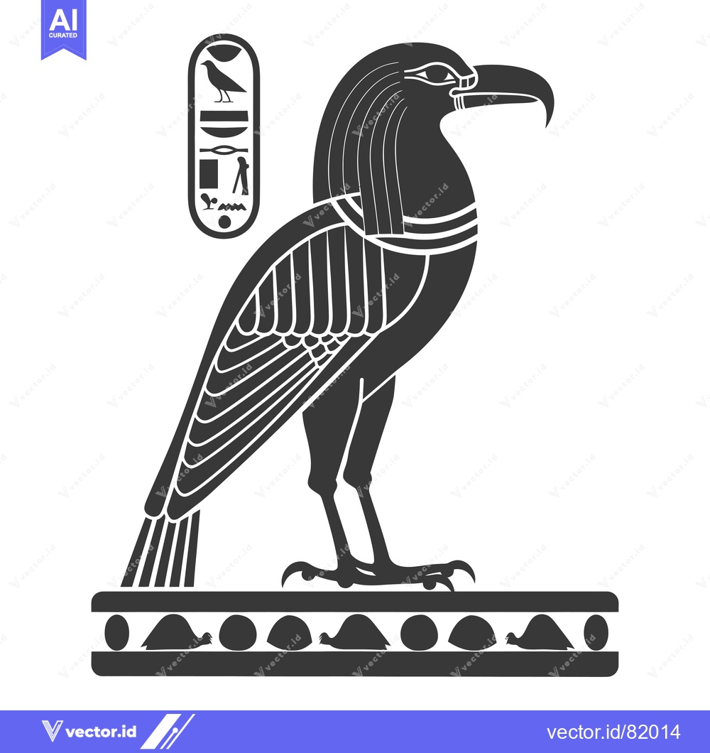 Premium Vector dari Stylized Egyptian Hieroglyph Depicting a Bird with a Cartouche