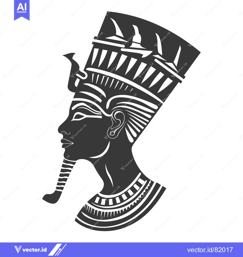 Premium Vector of Black and White Silhouette of an Egyptian Queen with a Crown
