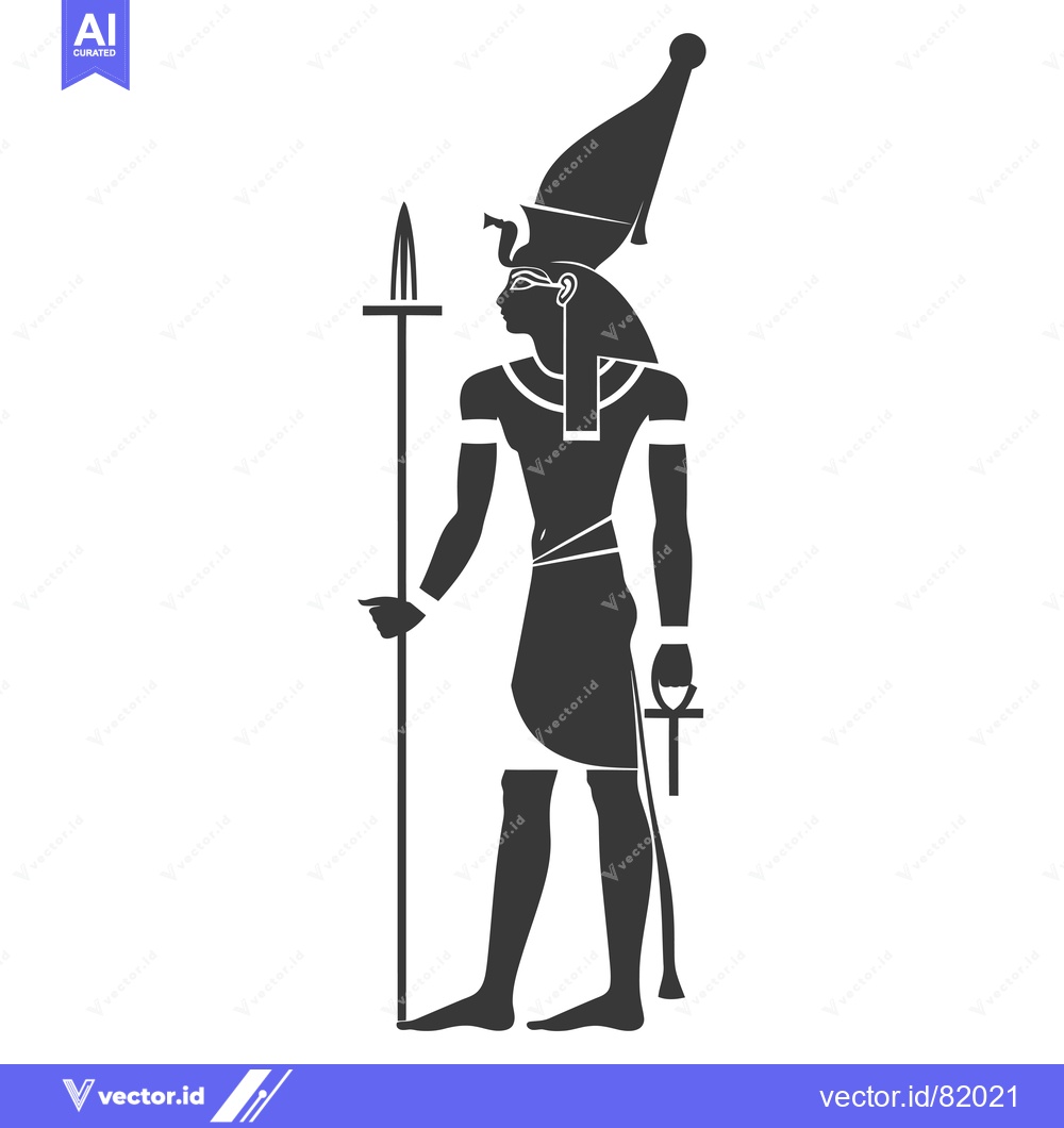 Premium Vector dari Silhouette of the Egyptian God Osiris Holding a Staff and Ankh