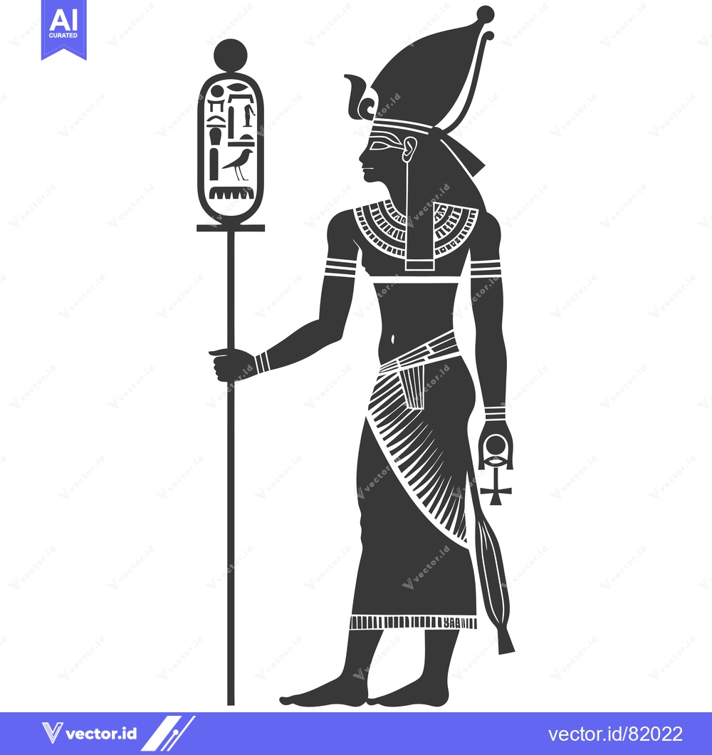 Premium Vector of Silhouette of an Egyptian God Holding a Staff and Ankh Symbol
