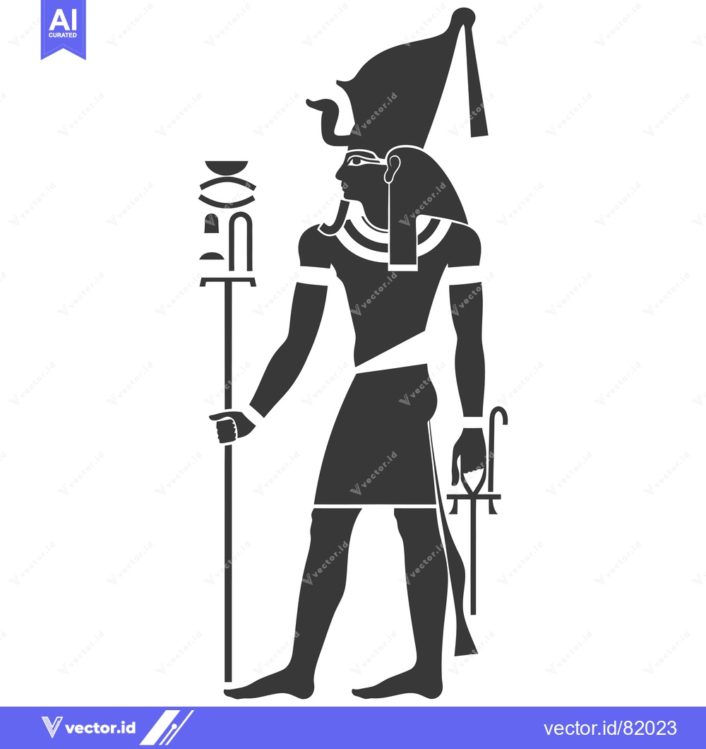 Premium Vector dari Ankh and Was Scepter Holding Egyptian God Silhouette