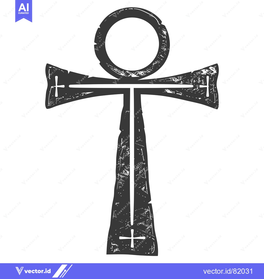 Premium Vector of Distressed Black and White Ankh Symbol