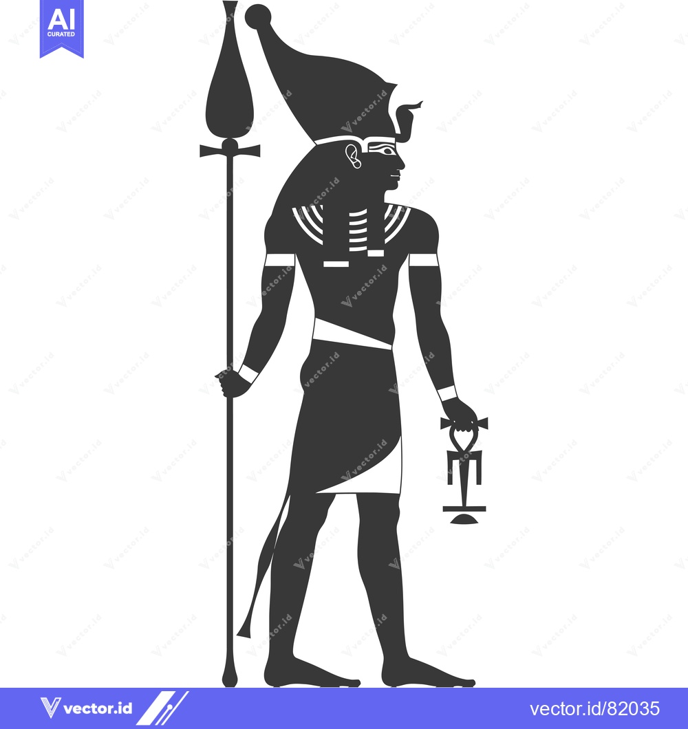 Premium Vector dari A Silhouette of an Egyptian God Holding a Staff and Ankh