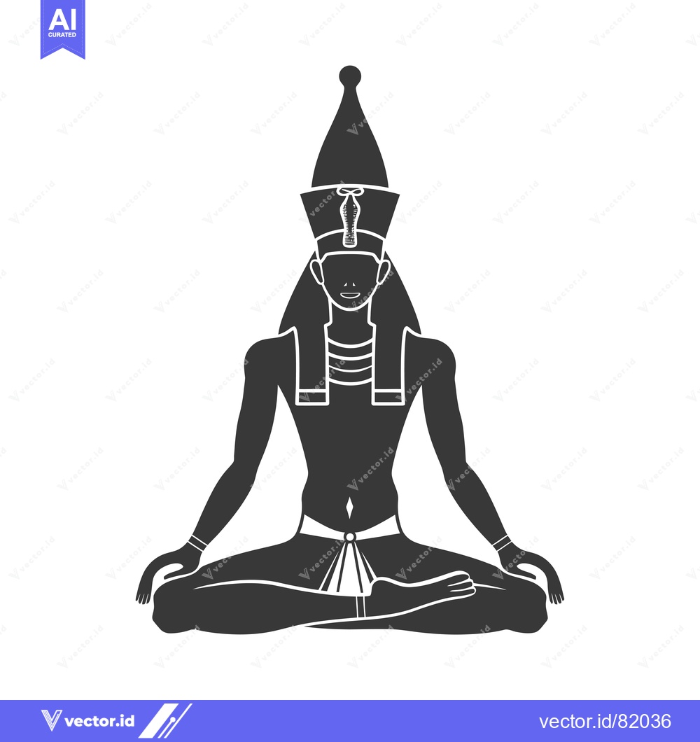 Premium Vector of Black and White Silhouette of a Seated Egyptian Pharaoh