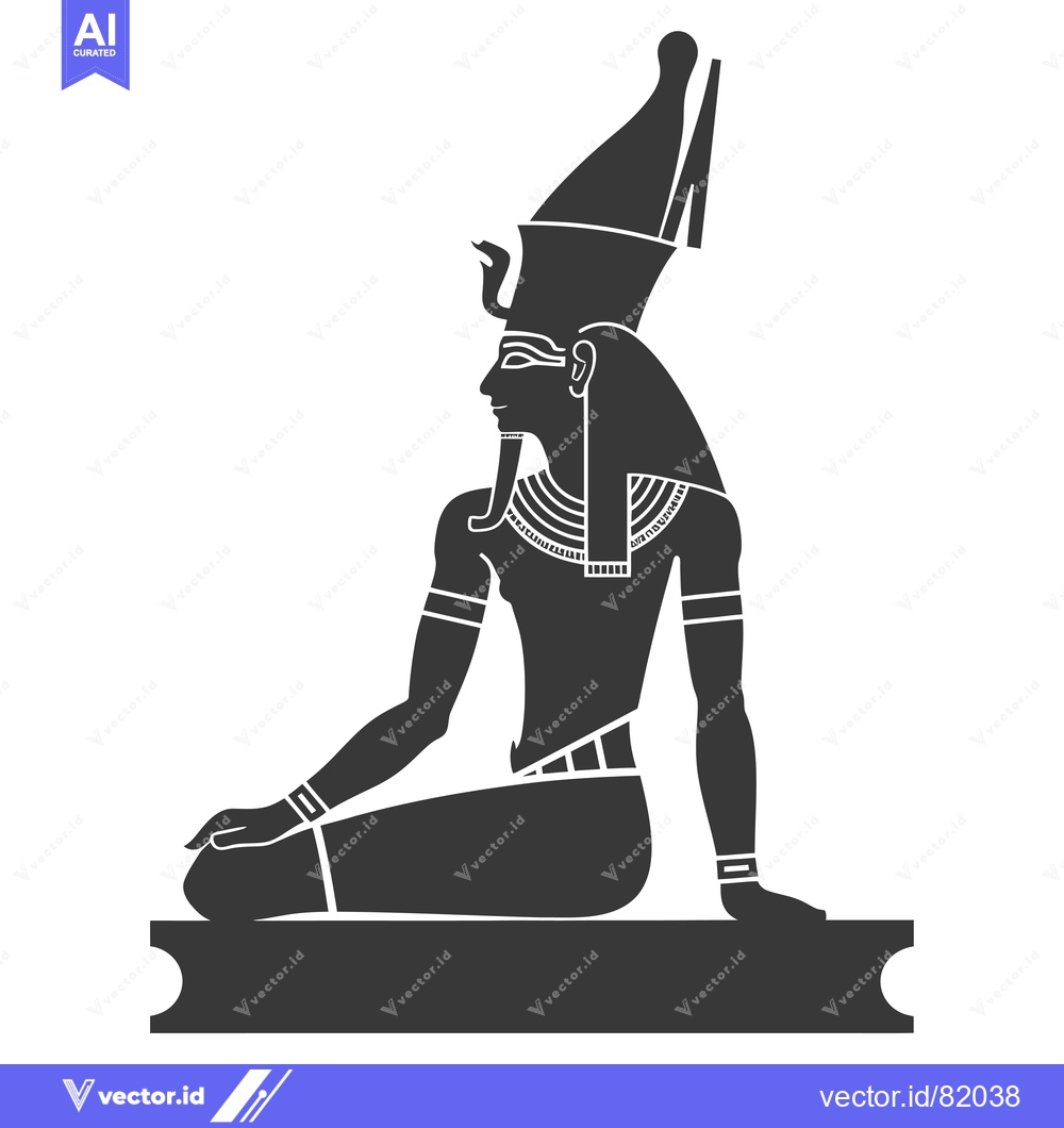 Premium Vector dari Egyptian God with Tall Headdress Sitting on a Platform