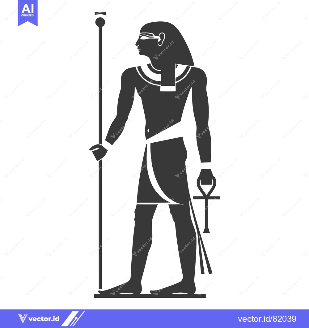 Premium Vector dari Silhouette of an Egyptian Pharaoh Holding a Staff and Ankh