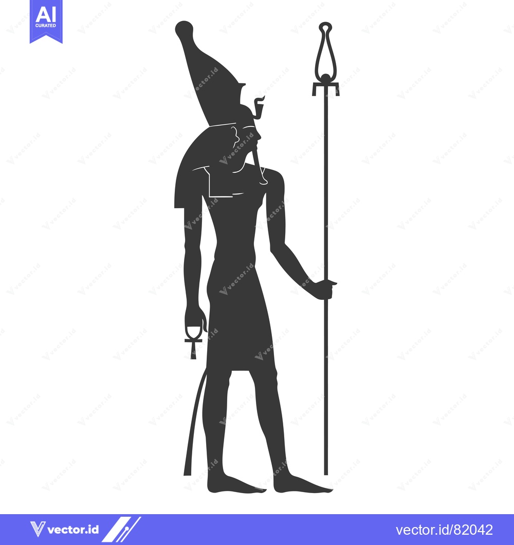 Premium Vector of Silhouette of an Egyptian God Holding a Staff and Ankh