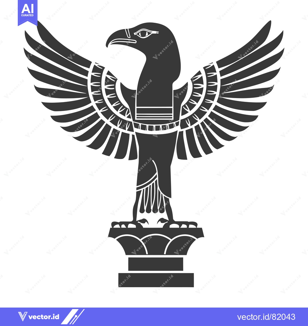 Premium Vector dari Stylized Black and White Illustration of an Eagle Perched on a Column