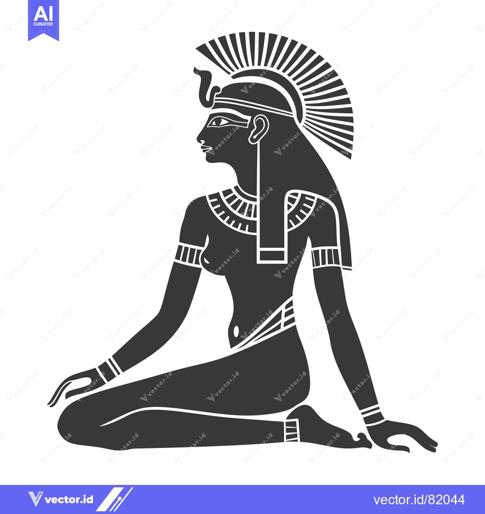 Premium Vector dari Black and White Silhouette of an Egyptian Goddess