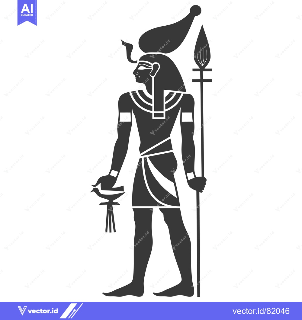 Premium Vector of Silhouette of an Egyptian God Holding a Staff and a Bird