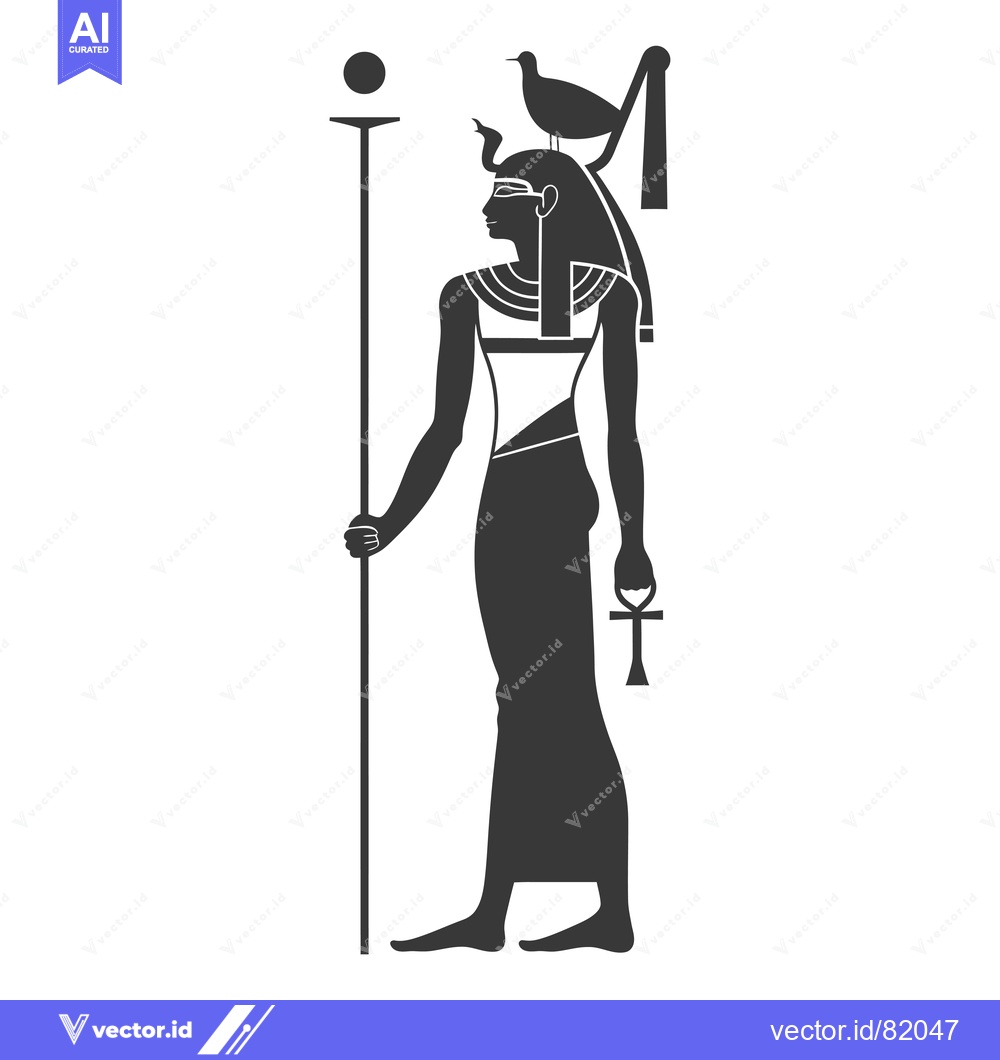 Premium Vector dari Silhouette of an Egyptian God Holding a Staff and Ankh
