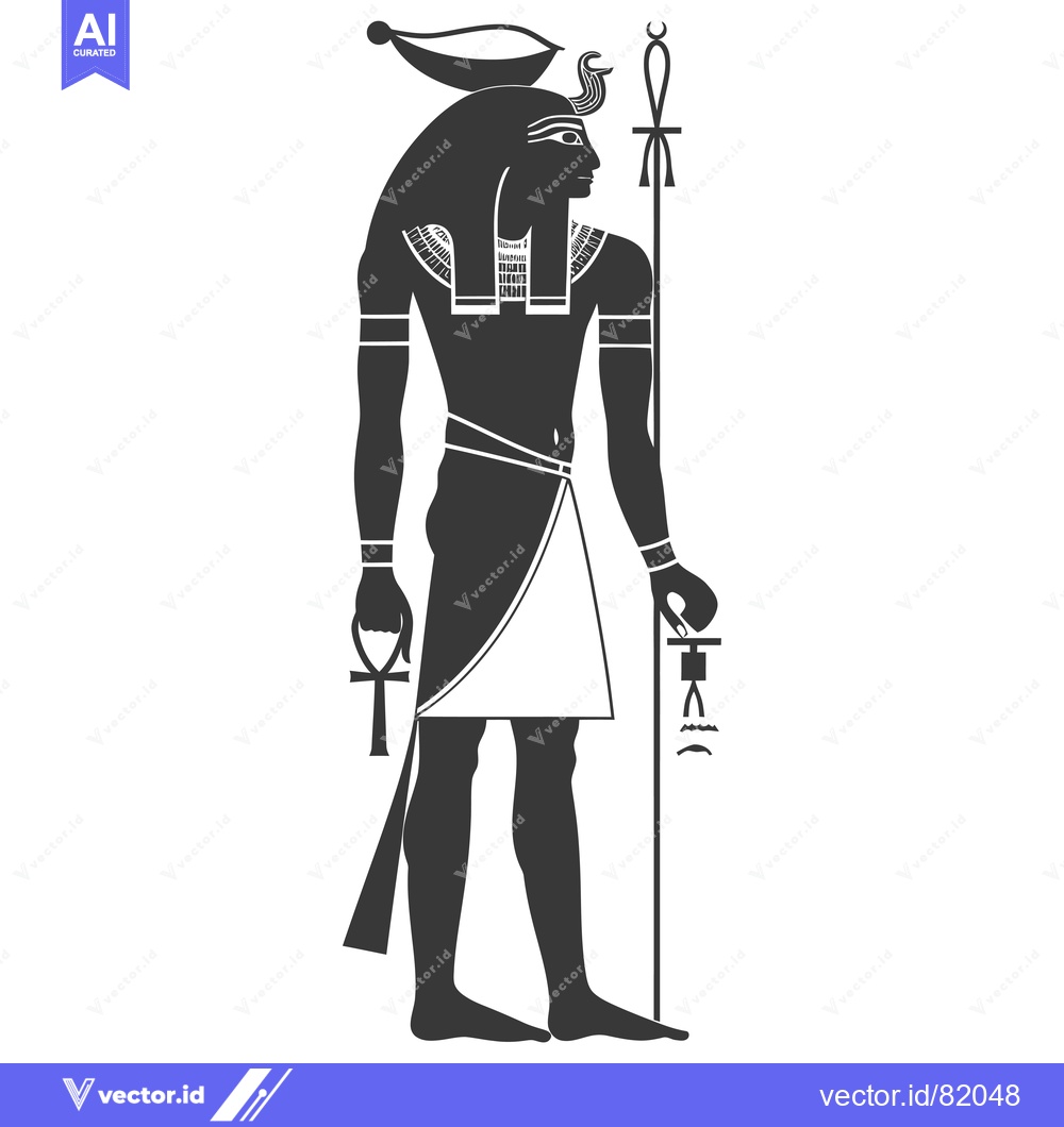 Premium Vector dari Silhouette of an Egyptian God Holding a Staff and an Ankh
