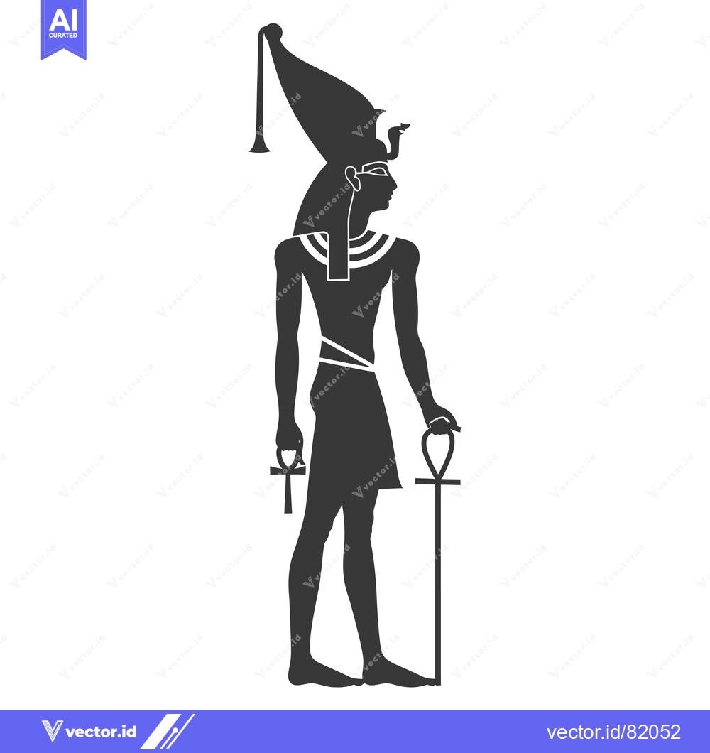 Premium Vector dari Silhouette of an Egyptian God Holding Ankh Symbols