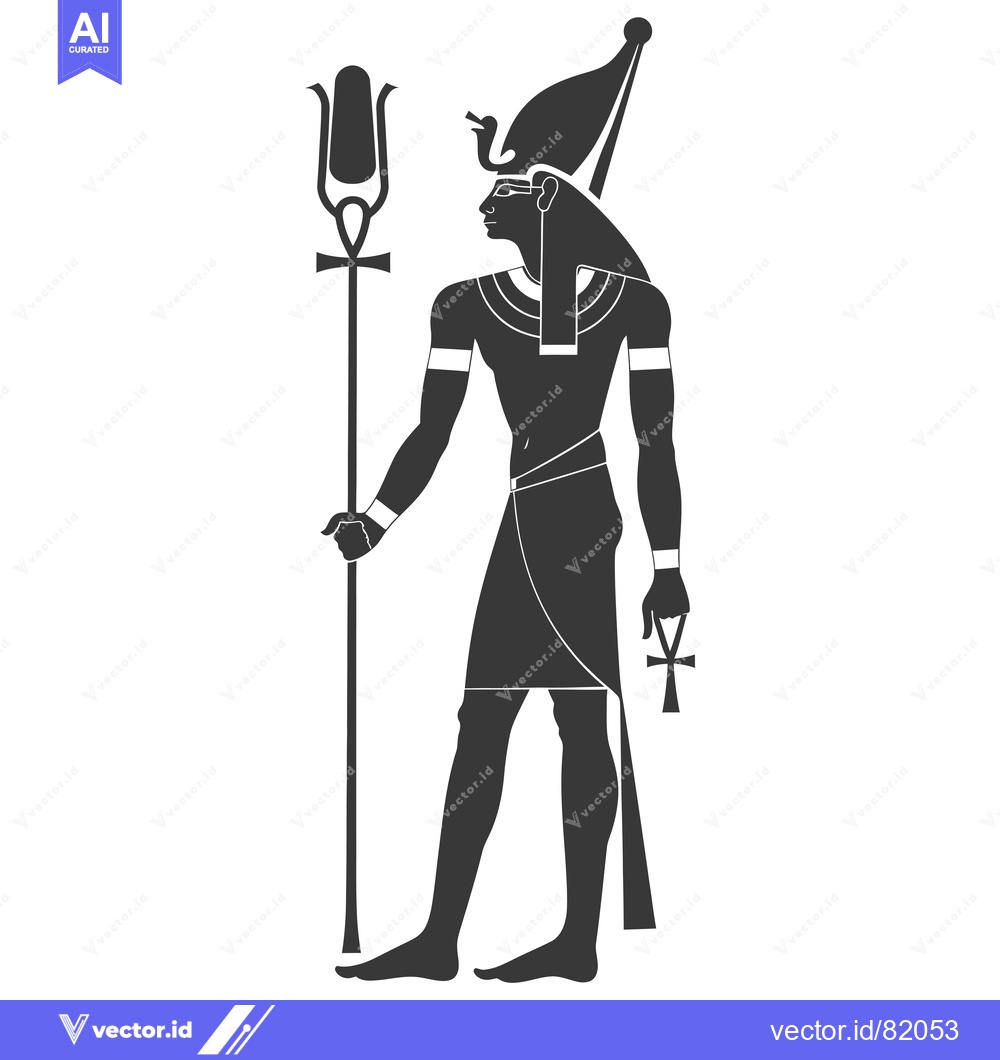 Premium Vector of Silhouette of an Egyptian God Holding a Staff and an Ankh
