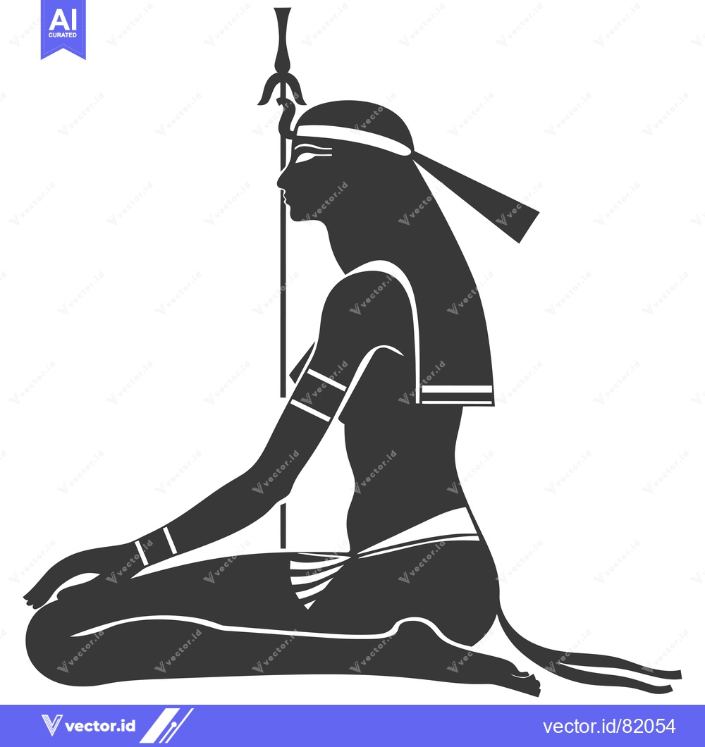 Premium Vector of Silhouette of an Egyptian Woman Holding a Staff