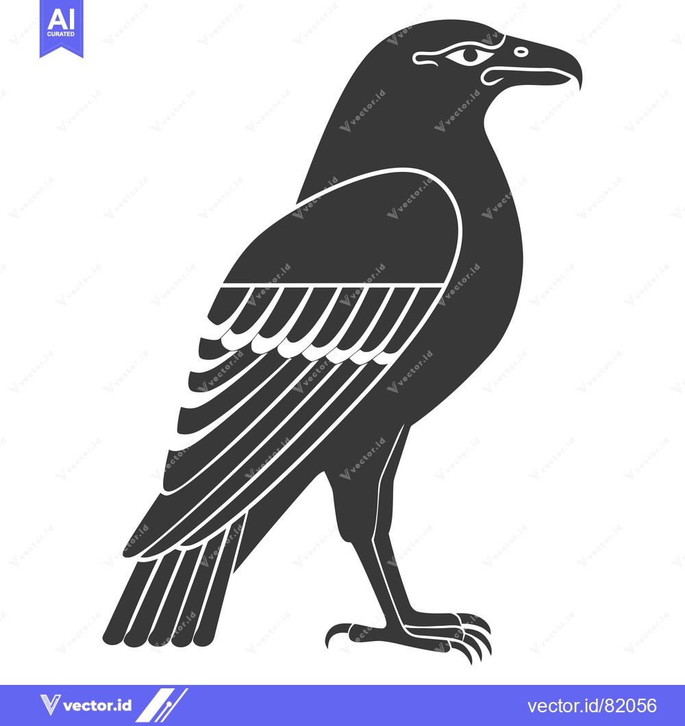 Premium Vector dari Stylized Black and White Illustration of a Raven in Profile
