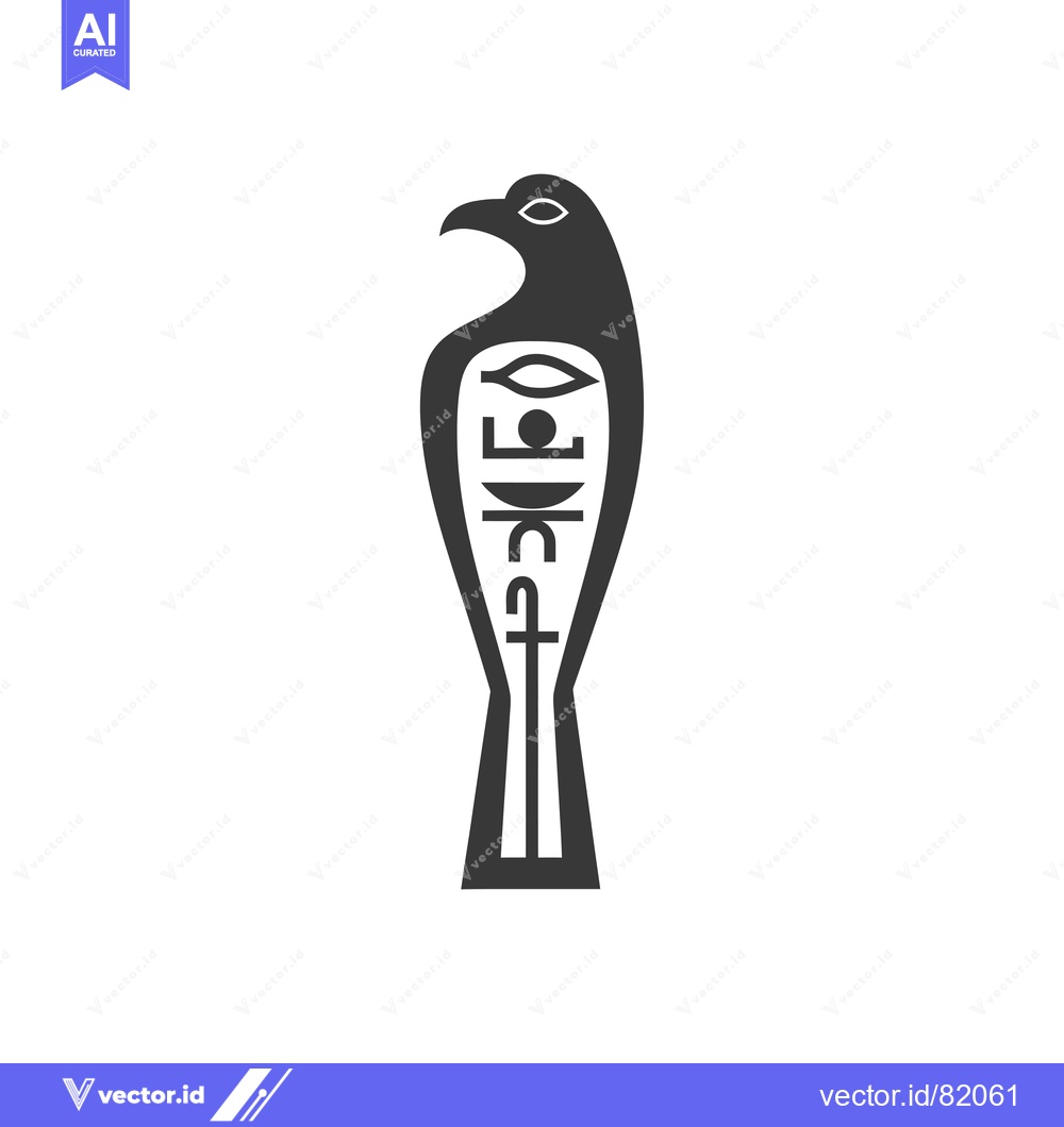 Premium Vector dari Black and White Stylized Hieroglyphic Bird