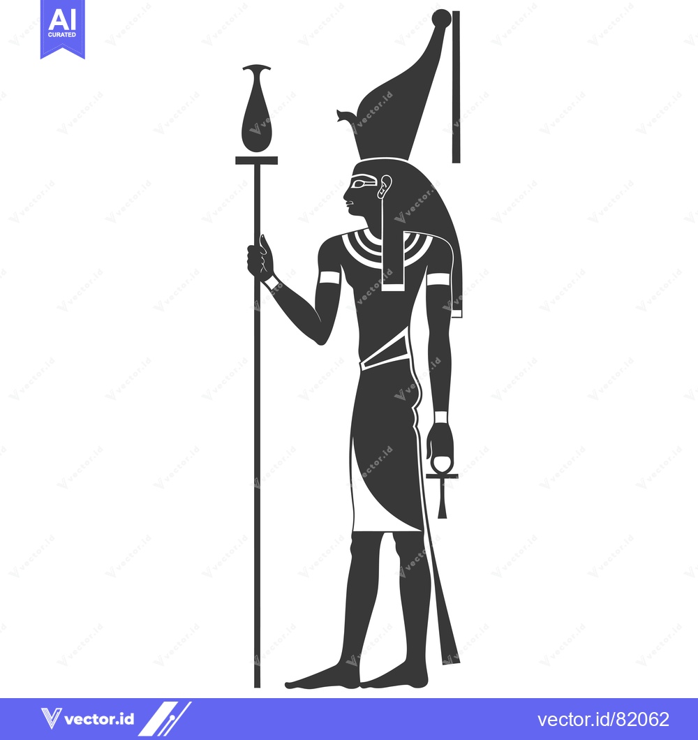 Premium Vector dari Silhouette of an Egyptian God Holding a Staff and Ankh