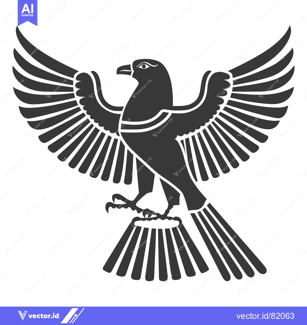 Premium Vector of Stylized Black and White Image of a Bird with Spread Wings and Talons