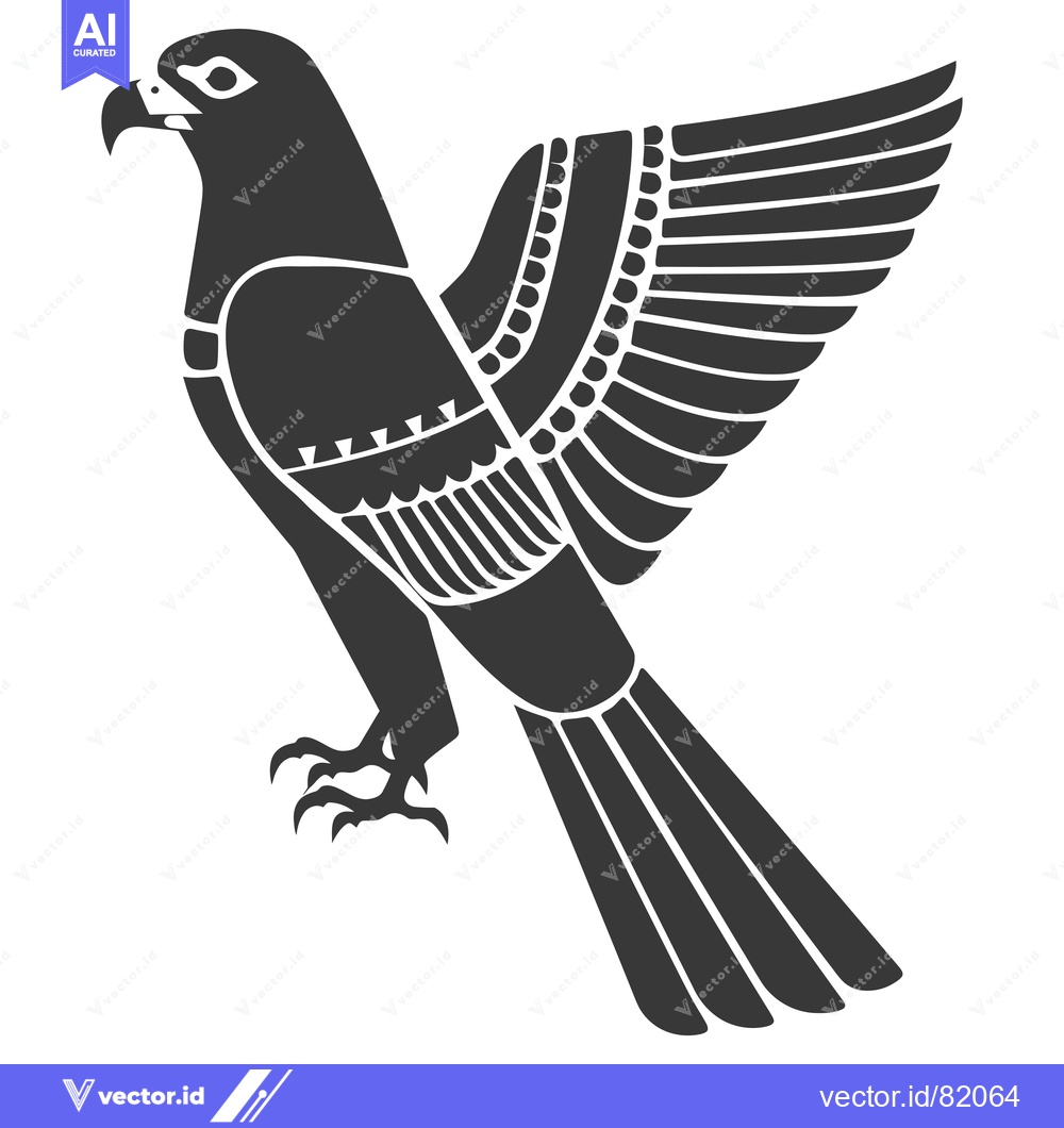 Premium Vector dari Stylized Black and White Hawk with Spread Wings