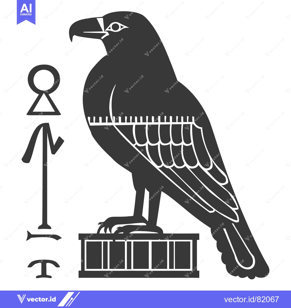 Premium Vector of Black and white stylized image of an Egyptian god Horus