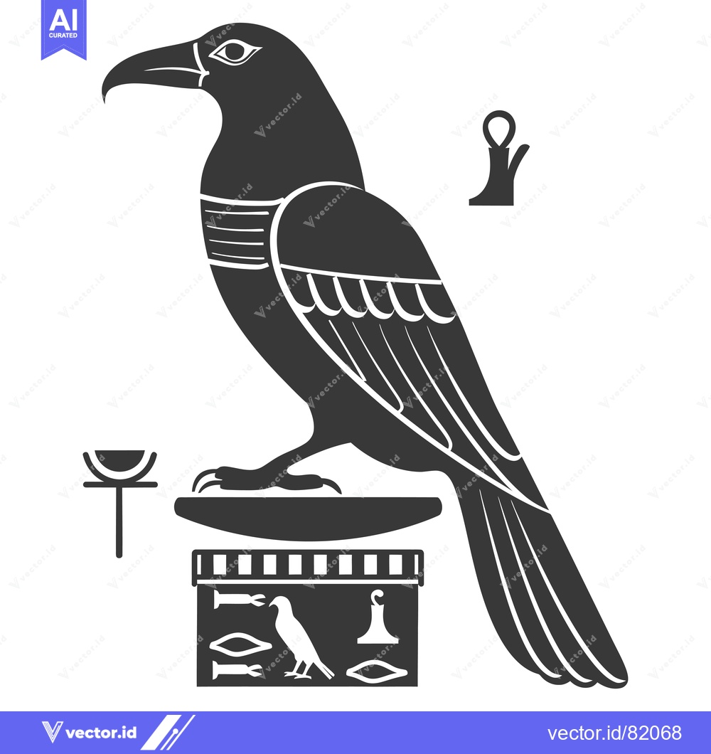 Premium Vector dari Black and White Stylized Illustration of an Egyptian Vulture
