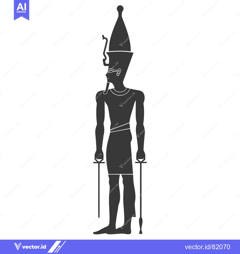 Premium Vector dari Silhouette of an Egyptian Pharaoh with a Tall Crown and Staffs