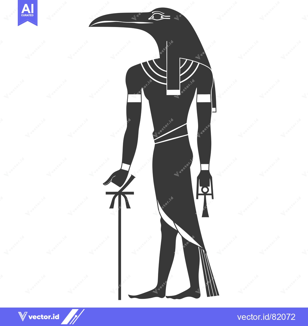 Premium Vector of Black and White Illustration of the Egyptian God Thoth