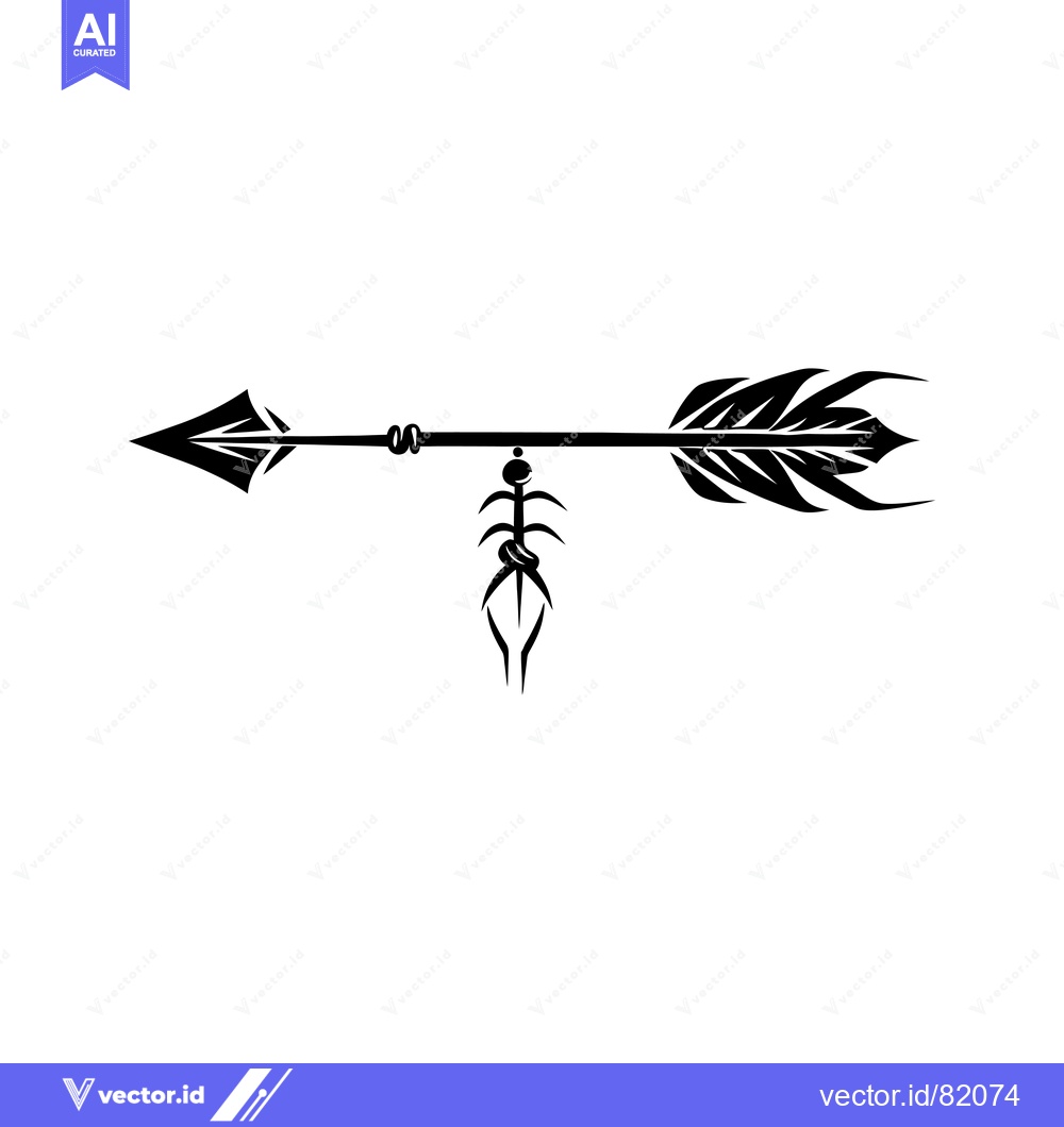 Premium Vector of Black and White Illustration of a Stylized Arrow with a Fletching