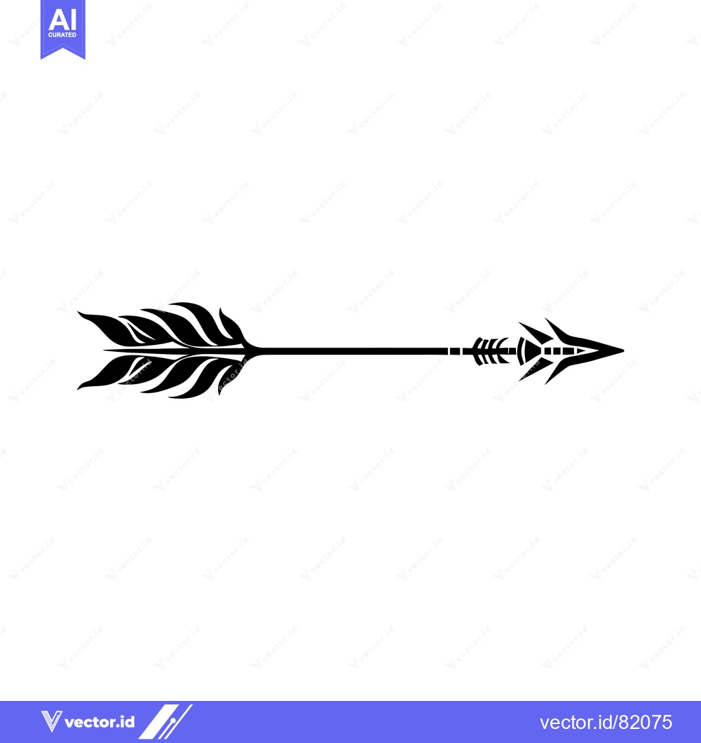 Premium Vector of Black and White Ornamental Arrow with Feather Detail
