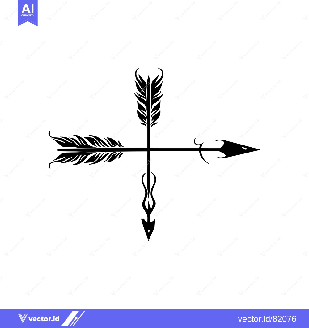 Premium Vector dari Four Black Arrows with Feather Fletching Intersecting in the Center