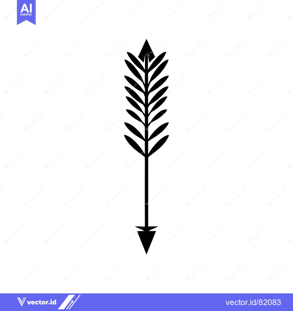 Premium Vector dari Black and White Simple Arrow with Leaf Fletching