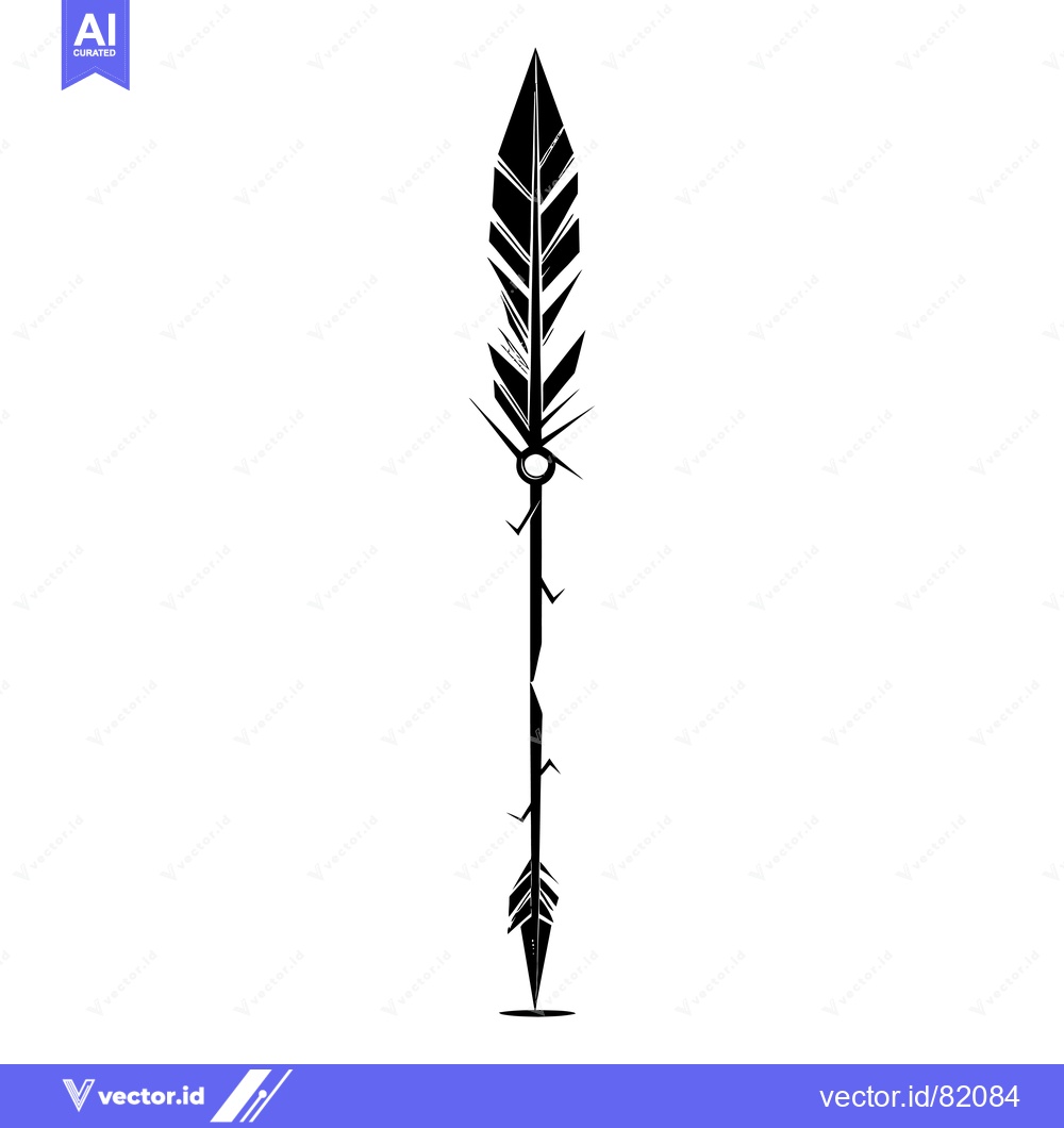 Premium Vector dari Black and White Stylized Arrow with Feathers
