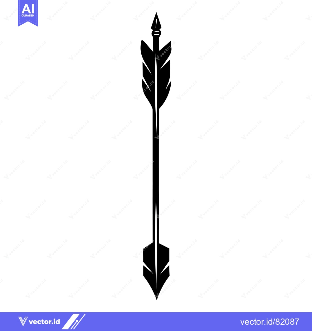Premium Vector of Black and White Silhouette of an Arrow with Feathers