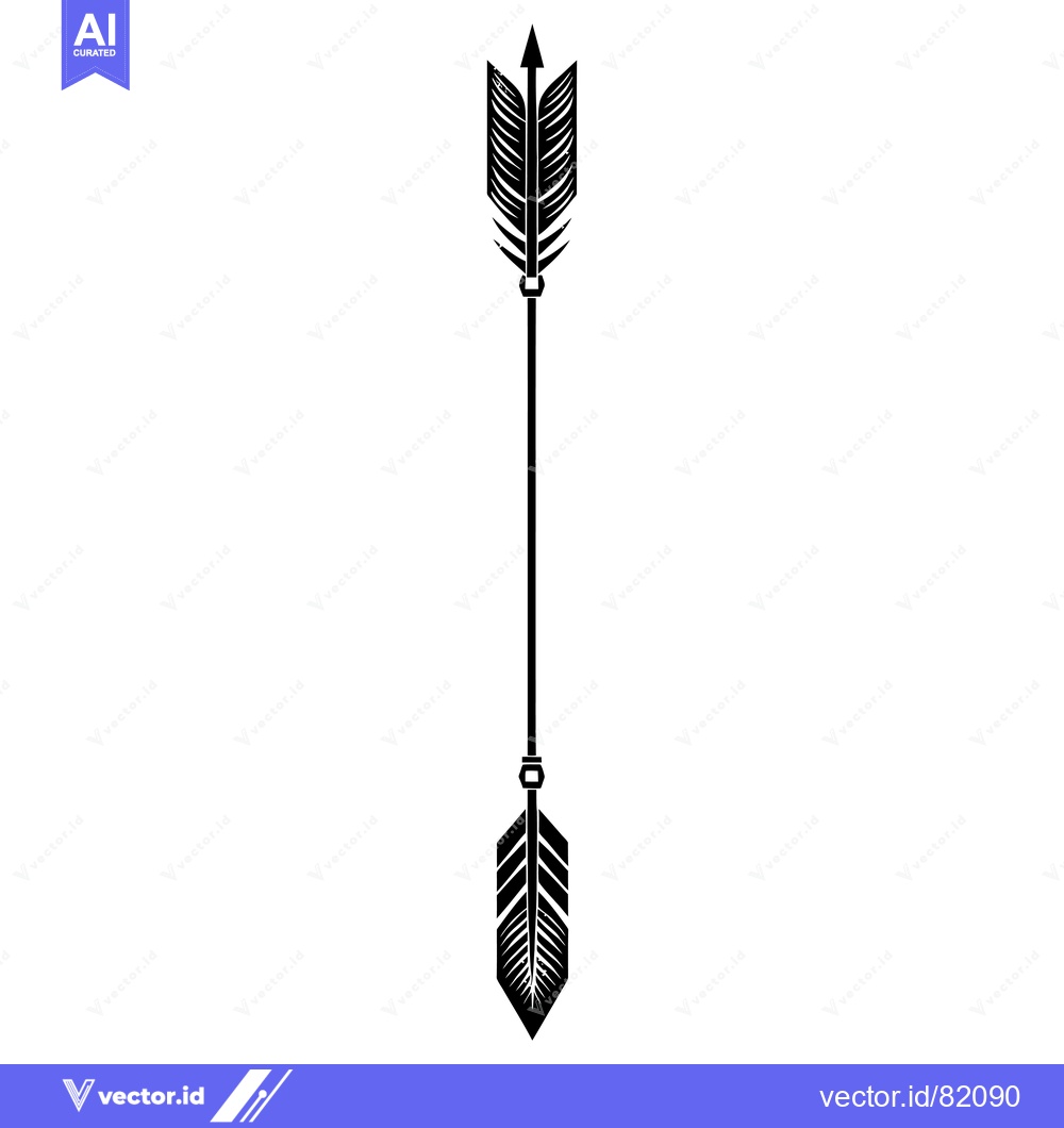 Premium Vector of Black and White Arrow with Feathered Fletching