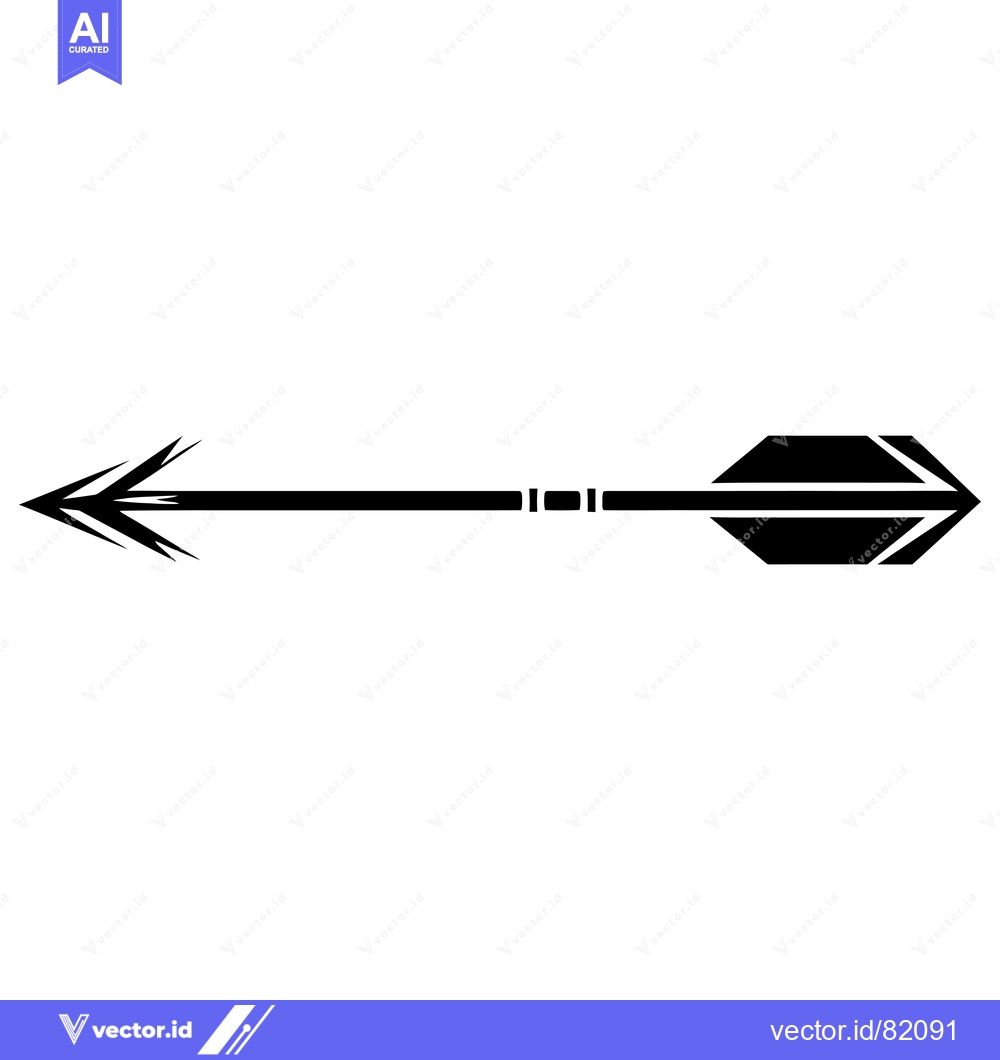 Premium Vector of Black and white arrow pointing left with a stylized fletching