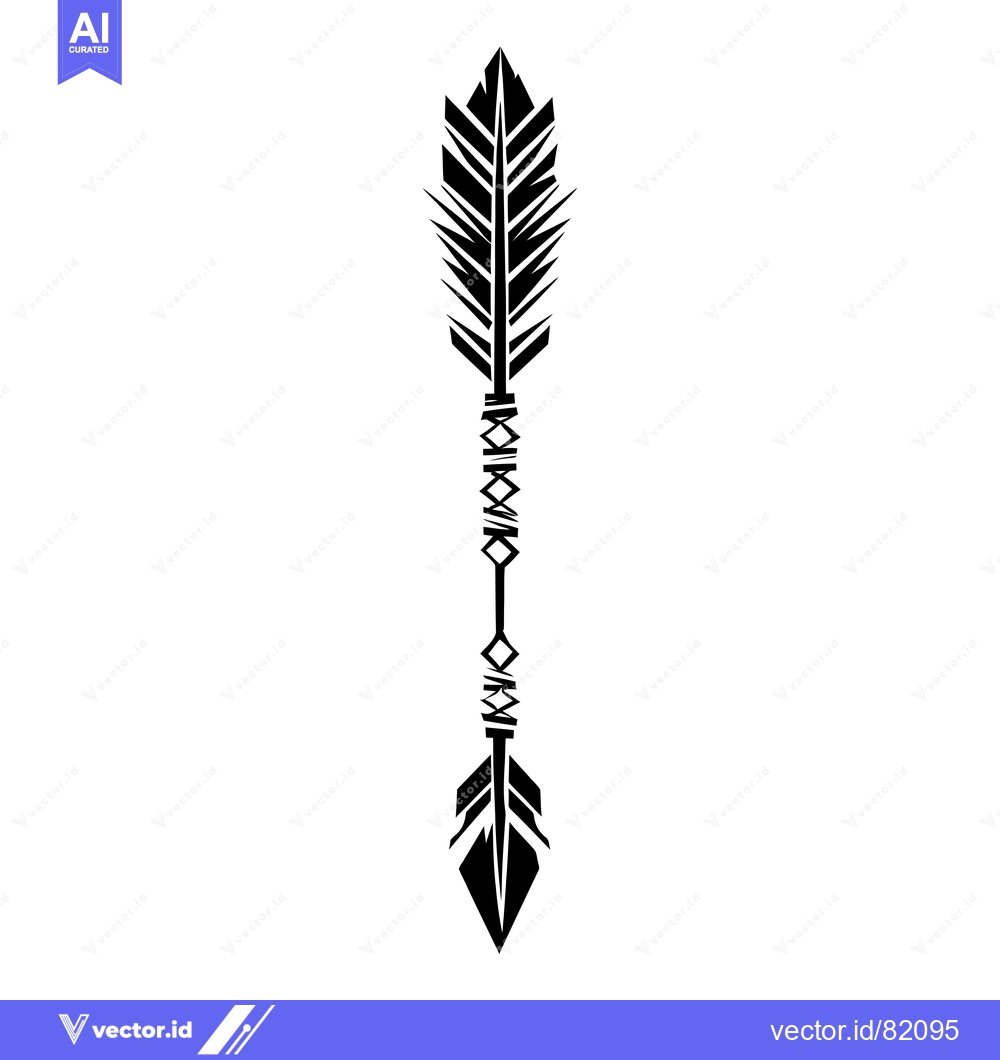 Premium Vector dari Black and White Geometric Arrow with Feather Design