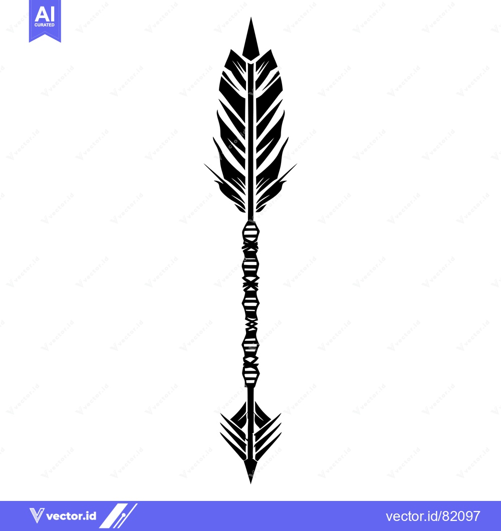 Premium Vector of Black and White Arrow with Feathered Design
